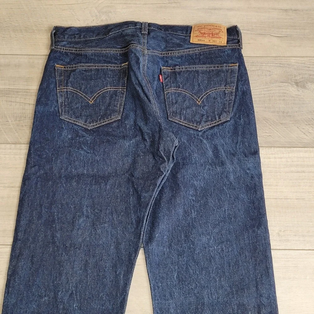 👖Vintage Y2K Levis 501XX Rigid Raw Jeans Men 36×34 (34×32) Dark Wash Denim 2001